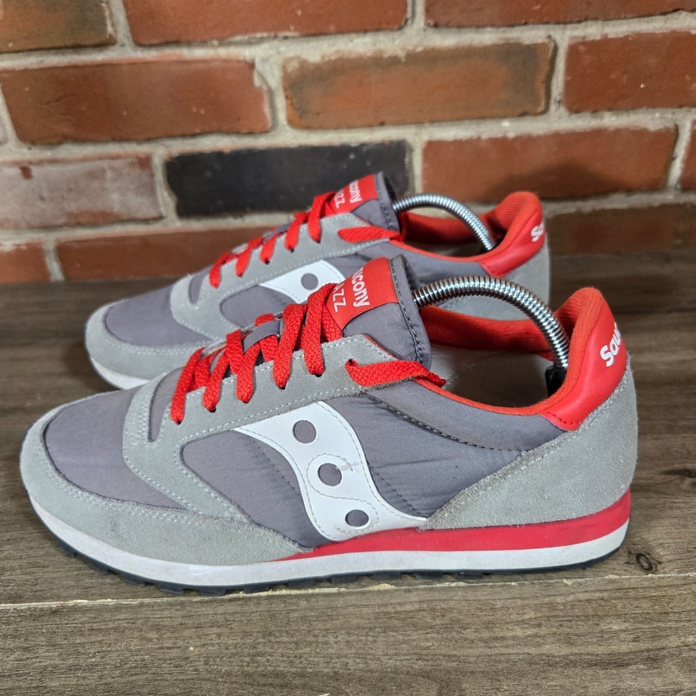 Saucony Jazz Low Pro Mens 10.5 Gray red Suede shoes sneakers